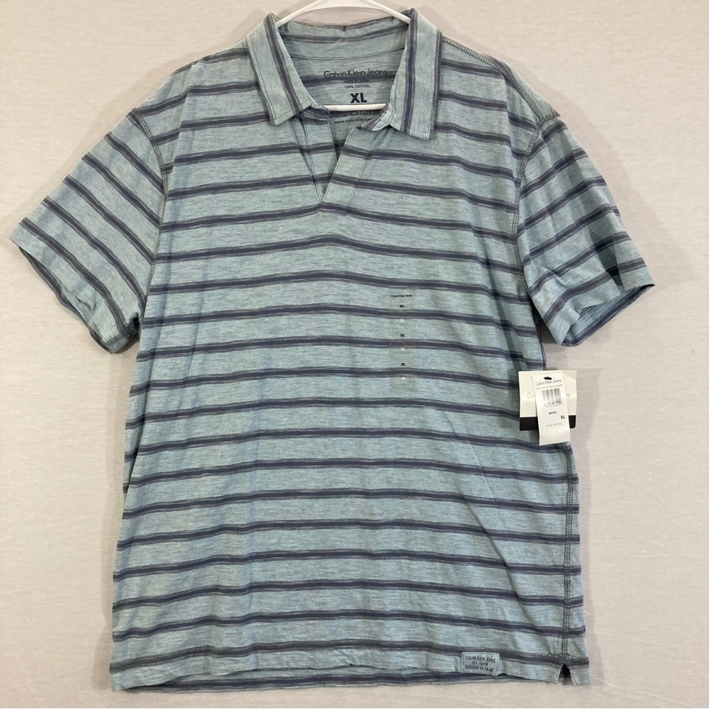 NWT Calvin Klein Jeans‎ Men's Striped Polo Shirt Size Large